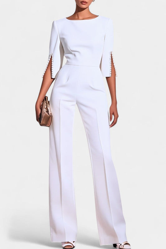 Prim Elegant Jumpsuit with Pearl Detail on the Sleeves